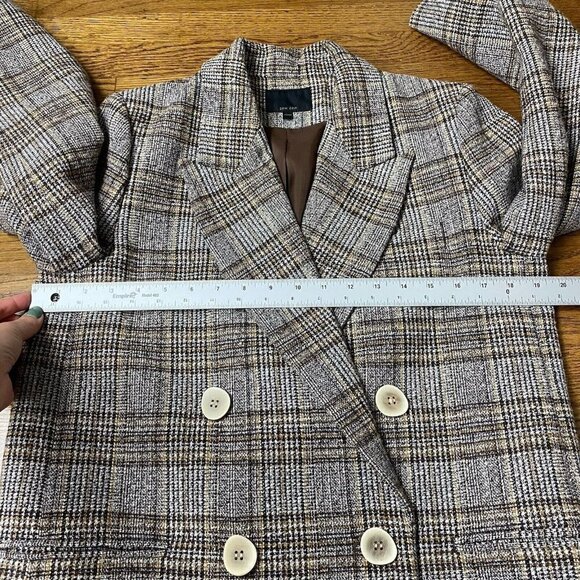 ZOW ZOW Blazer Women’s M Double Breasted Brown Plaid Tweed Peak Academia Jacket - Picture 9 of 14